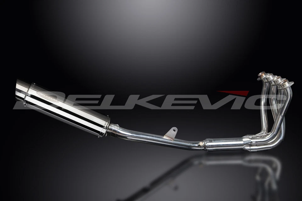 Круглый глушитель из нержавеющей стали 14 дюймов для выхлопной системы Honda CBR1100XX Blackbird Delkevic 4-1 96-09 - Изображение 3 из 4