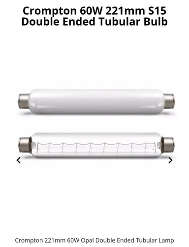 Clear Double Ended Tubular Lamp 60w 240v 221x25mm Crompton Light Bulbs Packs - Picture 2 of 3