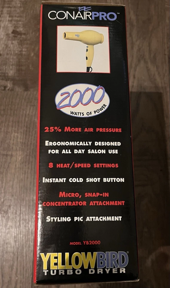 Secador de pelo profesional YELLOWBIRD Turbo con accesorios 2000 vatios caja nueva Foto 4 de 4