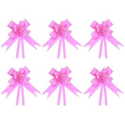 100Pcs 8'' Pull Bows Ribbon Gift Wrapping String Rose Pattern Bow Tie Rose Red