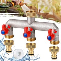3 Fach Wasserhahn Schlauch Verteiler Wasserverteiler Gartenschlauch 3/4\ Messing"