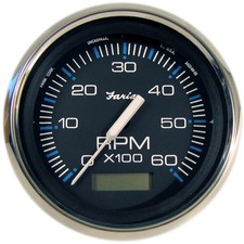Faria Chesapeake Black 4" Tachometer w/Hourmeter - 6000 RPM Gas  Inboard 