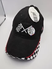 Vintage 100% Cotton Racing Cap w/ Checkered Flags GA USA Made Ruffin Flag Co Hat