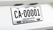 Cadillac Custom Made Chrome Metal License Plate Frame Screw Caps Cadillac Custom Made Chrome Metal License Plate Frame Screw Caps