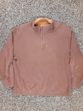 Mens Large Pendleton Brown 1/4 Zip Ribbed Cotton Pullover Sweatshirt
