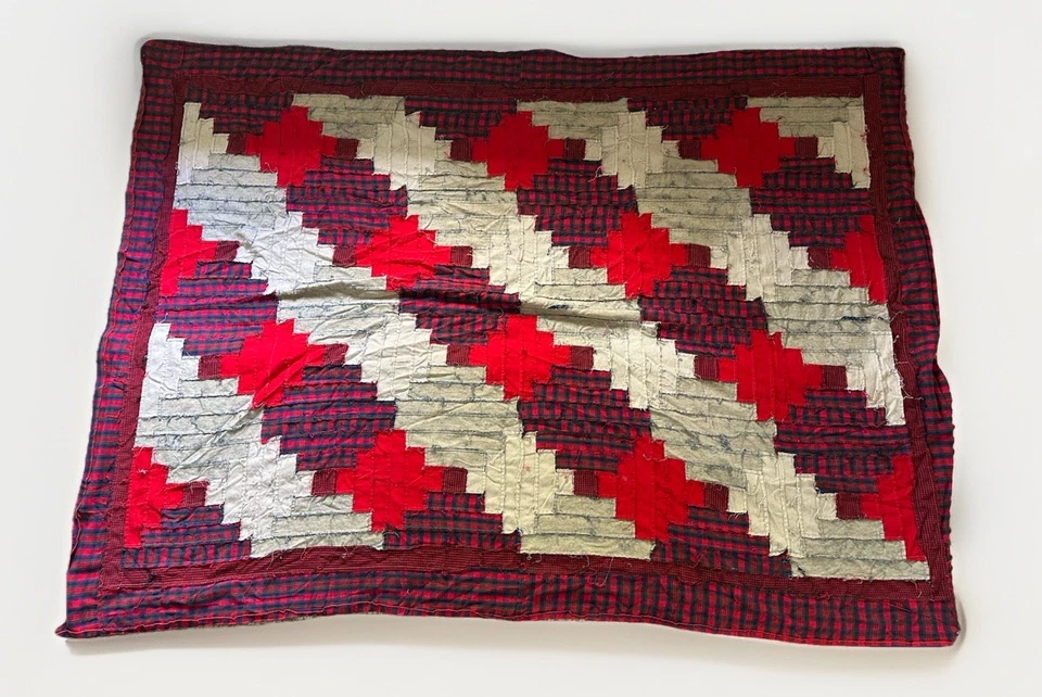 Vintage Handmade Flannel Patchwork Piece Appx 50x68 - Image 2 of 4