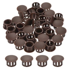 32Pcs 13mm Brown Nylon Plastic Round Locking Hole Plugs Insert End Caps