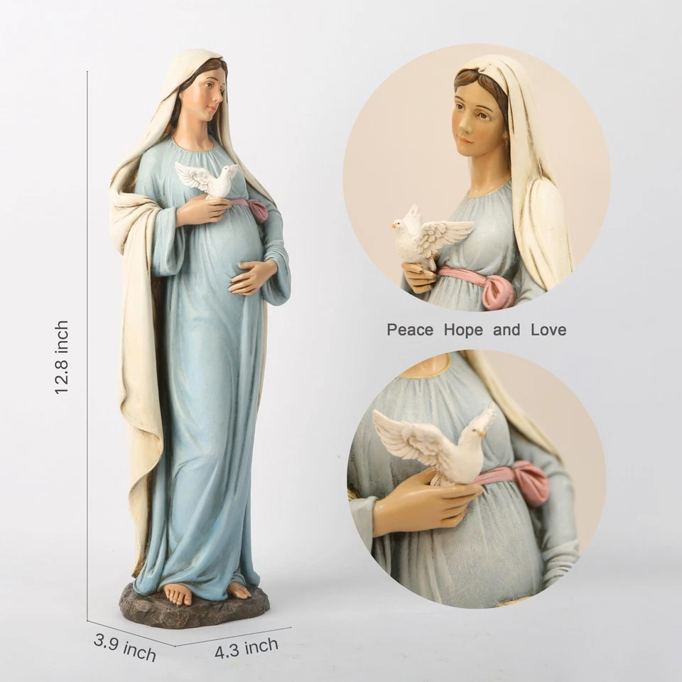 Expectante Virgen María Estatua 12.8" Bendita Embarazada Virgen María Regalo Religioso Foto 2 de 4