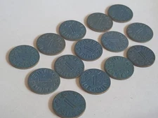 Vintage WWII OPA Blue 1 Point Ration Tokens Lot Of 14