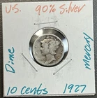 1927 - 10C Mercury Dime / 90% Silver Coin.