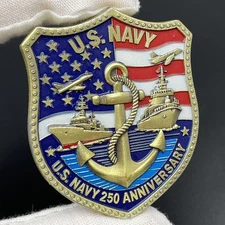 US Navy 250th Anniversary Challenge Coin 1775-2025 Military Memorabilia Gift