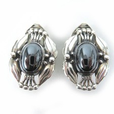 Georg Jensen Heritage 2000 Year Earrings SV925 Hematite Silver Weight 8.8g