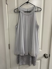 Jessica Howard Mother of the Groom Gray Beaded Sleeveless Sheath Knee Dress 14