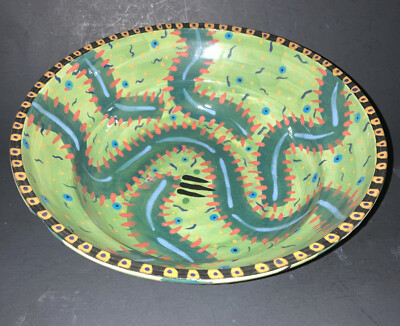 Vtg Caroline Koons Signed Ceramic Pottery Creepy Crawly Bug Halloween Style Bowl