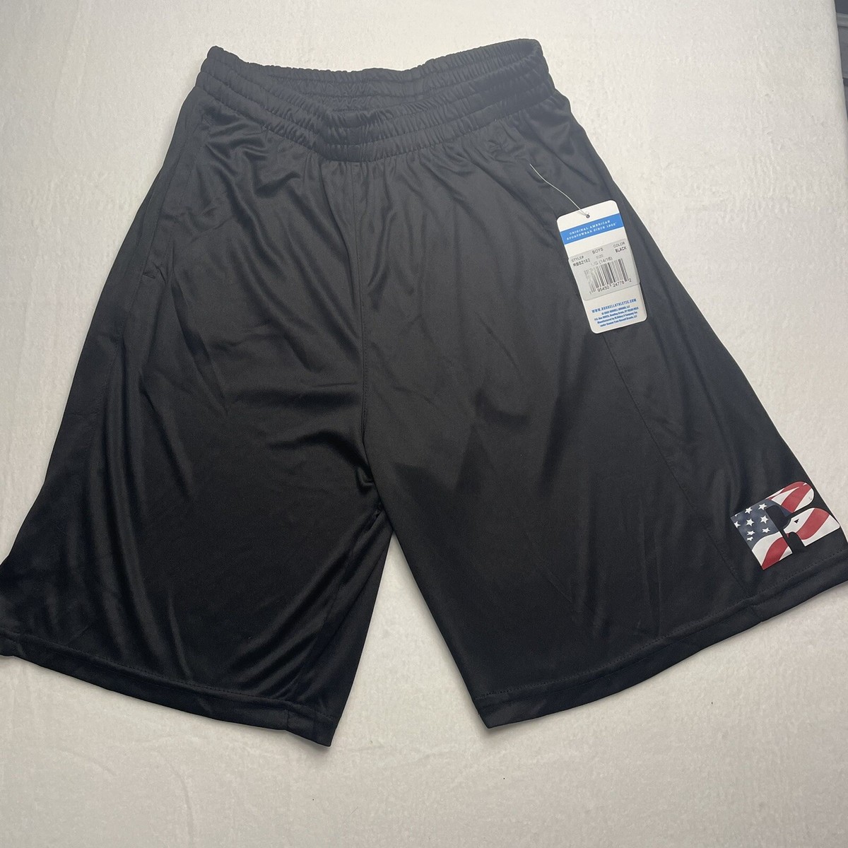 Boys Russell Athletic Shorts Black Size Large 14/16 NEW Pockets