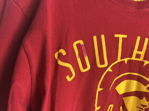 Vintage USC Trojans Football NCAA Herren weinrot T-Shirt Größe L Large 100 % Baumwolle - Bild 3 von 4