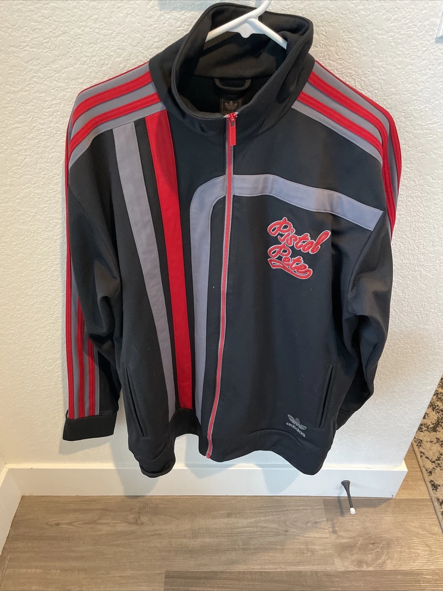 PISTOL PETE MARAVICH Adidas Trefoil Brown Stripes Track Jacket Size M. Fit L