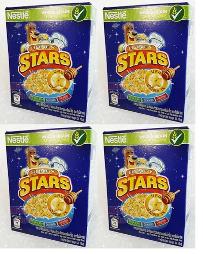 4 x Nestle Honey Stars Cereals Breakfast Food Snack Made With Whole Grain 17 g.
