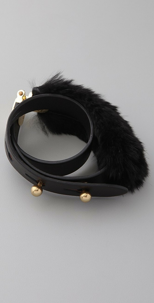 3.1 Philip Lim, Lynus Wide Fur Belt Phillip Lim 3.1 Lynus leather fur wrap black bracelet NWT | eBay main image 4