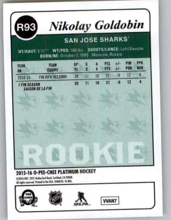 2015-16 O-Pee-Chee Platinum Retro #R93 Nikolay Goldobin (ref 147860) - Image 2 of 2