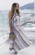 NWT Anthropologie Guapa Rainbow Tiered Maxi Dress Size L