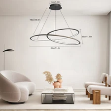 Modern Geometric LED Pendant Light Dimmable Chandelier Remote Adjustable Height