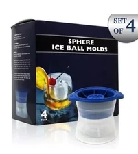 Sphere Silicone Ice Ball Molds 4 Pack – Perfect for Whiskey & Cocktails Set
