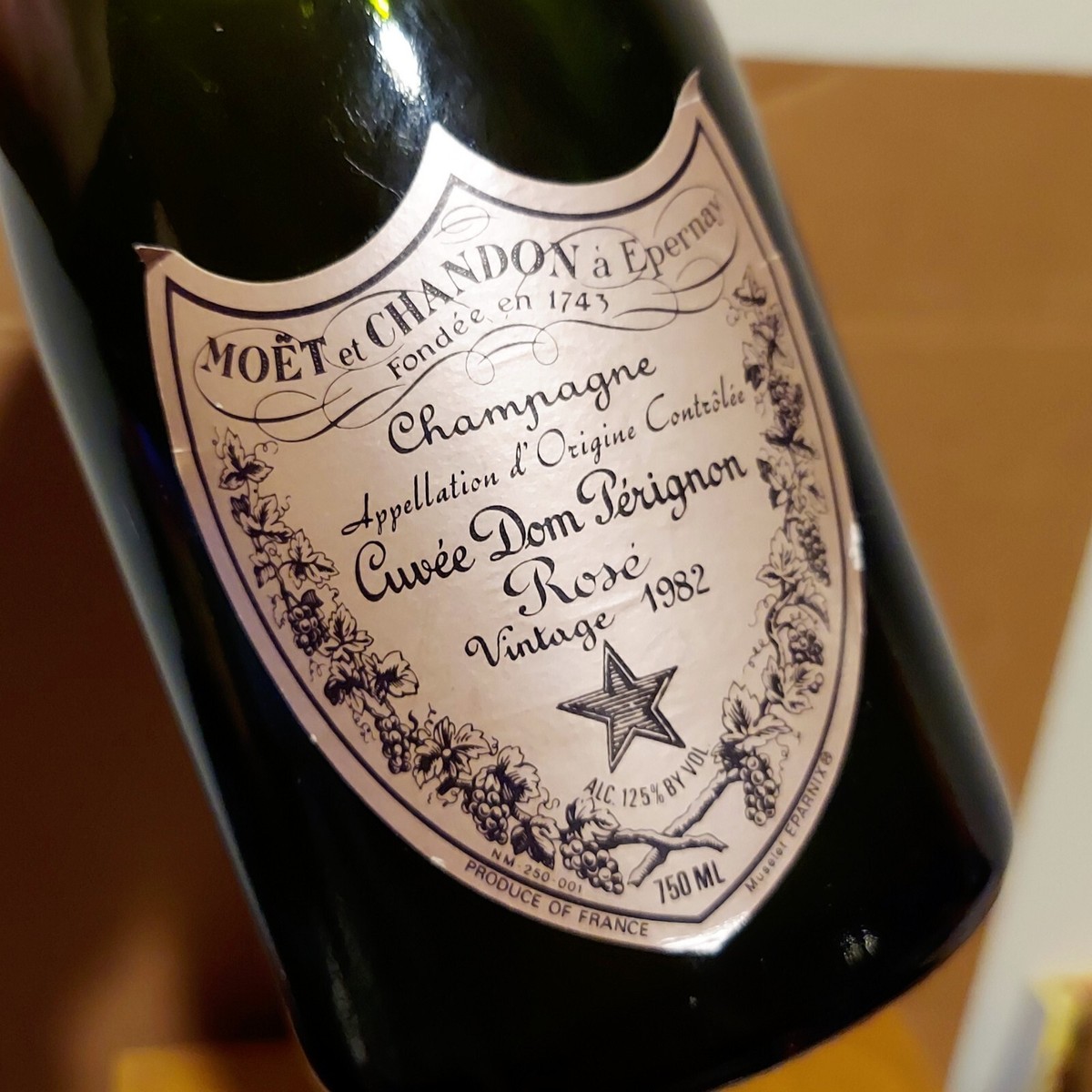 Vintage 1982 Cuvee Dom Perignon Rose Champagne EMPTY Bottle Vintage 1982 Cuvee Dom Perignon Rose Champagne EMPTY Bottle