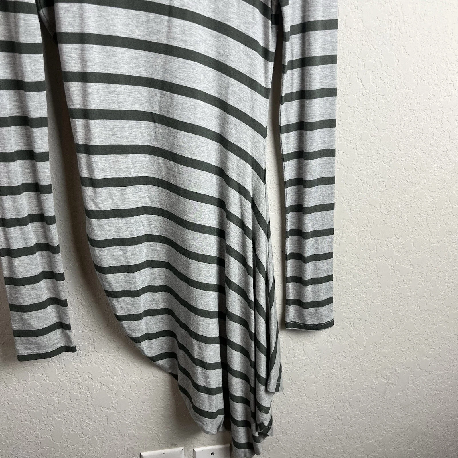 Abito T By Alexander Wang T Shirt S Grigio Verde Righe Asimmetrico Increspato Donna