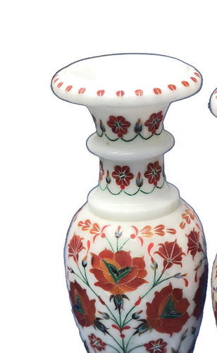 10 " Innen Pflanzgefäß Mit Karneol Stein Inlay Arbeit Marble Pot Set Mit 2 Teile - Bild 3 von 4