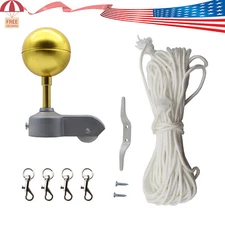 1pc Flagpole Hardware Repair Kit 3" Topper Gold Ball 50 Ft Halyard Rope USA