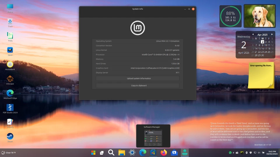 Linux Mint 22.1 Preloaded on 128GB NVMe M.2 SSD (Size 2230) (Windows Theme) #6 - Image 2 of 4
