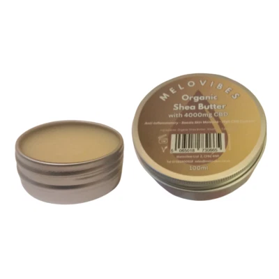 MELOVIBES Organic Shea CBD Skin Rub 4000mg 100ml - Soothe Swelling Skin Joint Pain Relief
