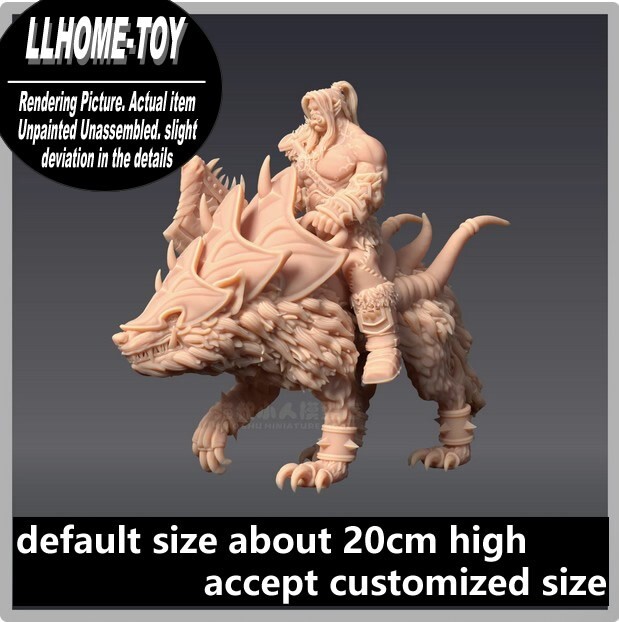 Game Character Thrall Ride a Wolf Resin 3D Print GK Figure DIY Model