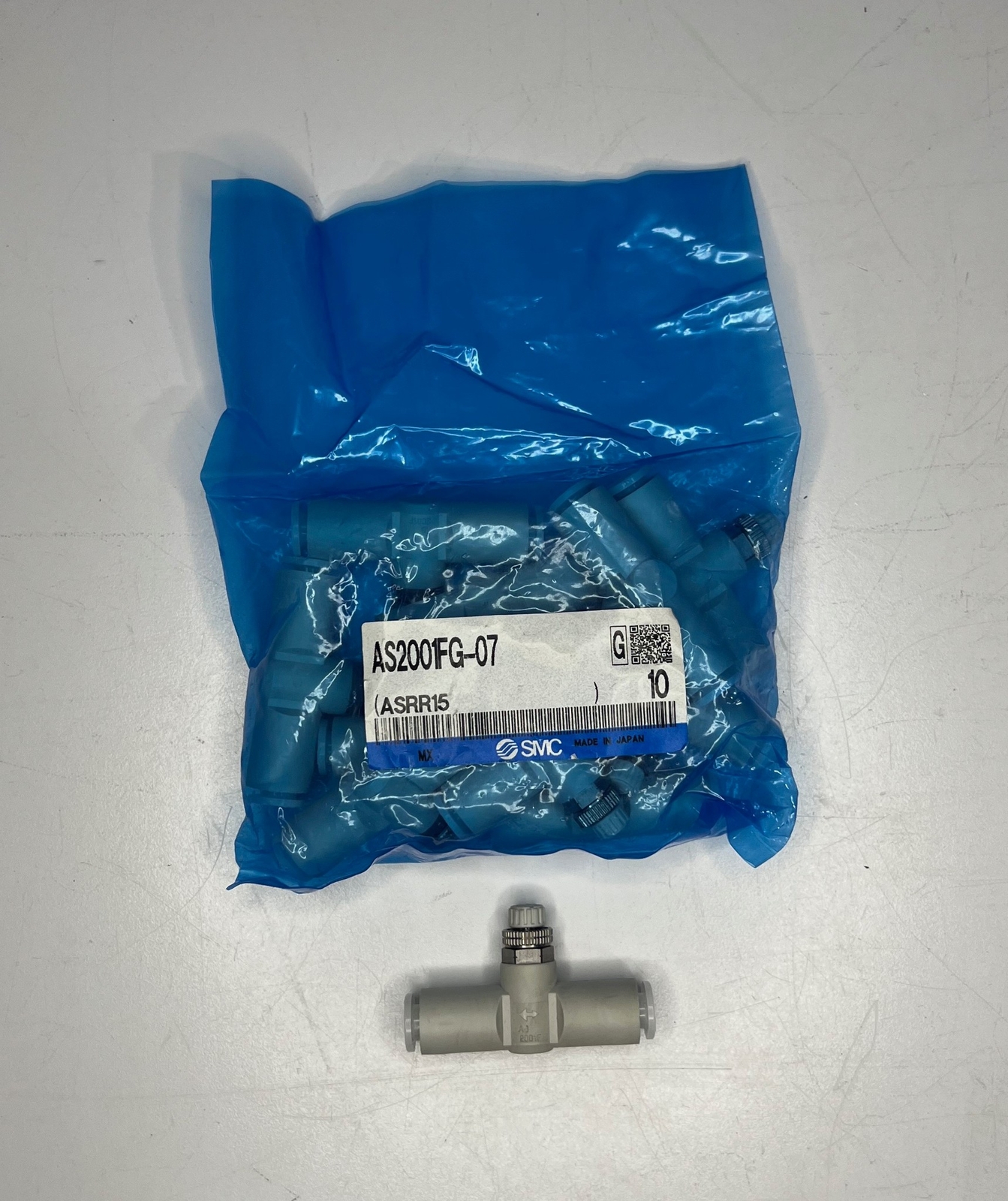 TWELVE (12) PCS - SMC InLine Air Flow Control Valve 1/4" Tube AS2001FG-07 (NEW)