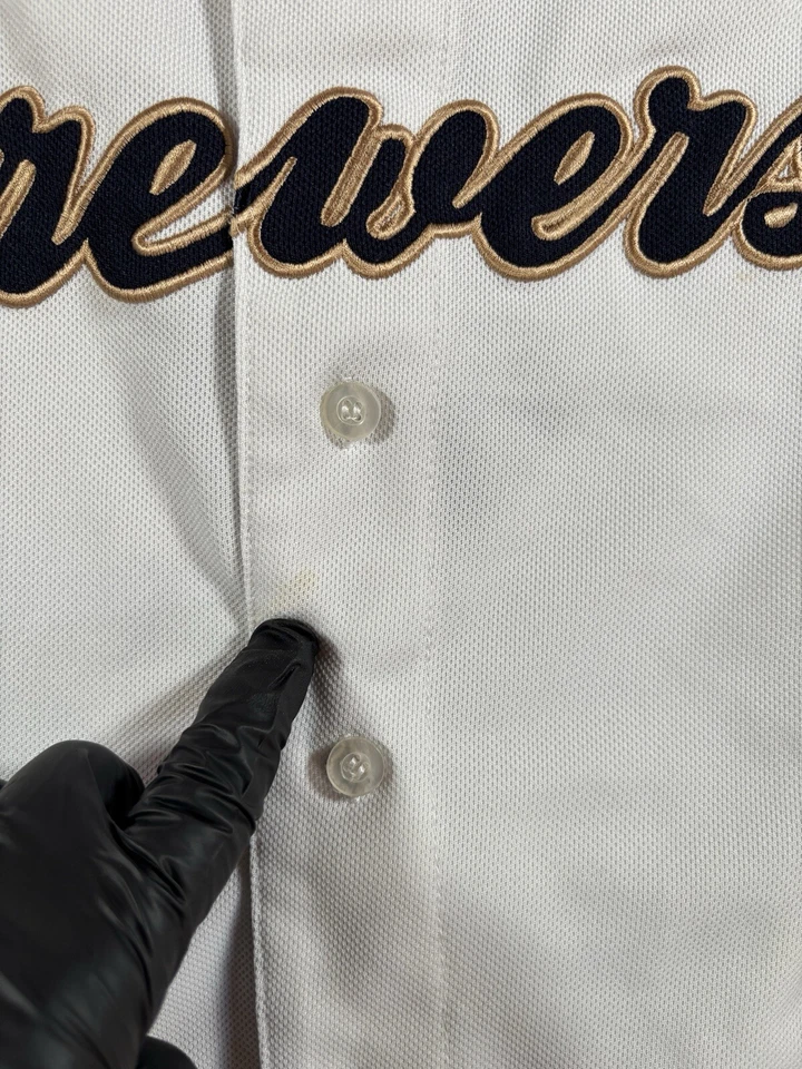 Camiseta deportiva de los Milwaukee Brewers juvenil grande 14-16 Ryan Braun #8 blanca abotonada MLB Foto 4 de 4