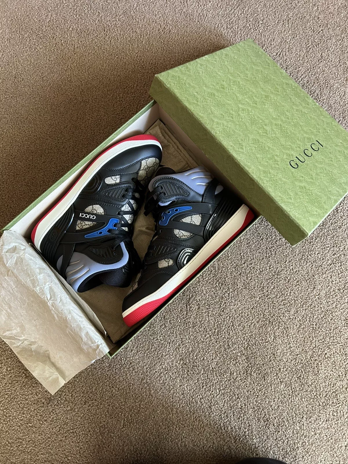 Baskets à lacets haut Gucci Basket tissé pour hommes taille 10 