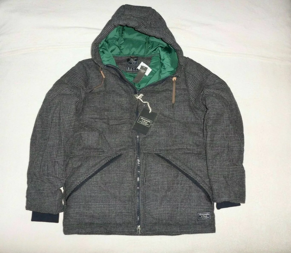 Mens Abercrombie Fitch Water Repellent Down Quilted Wool Jacket