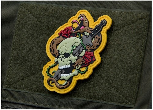 MSM Morale Patch - PVC Skull Snake - Tattoo Themed Style - All Colors! NEW - Picture 4 of 8