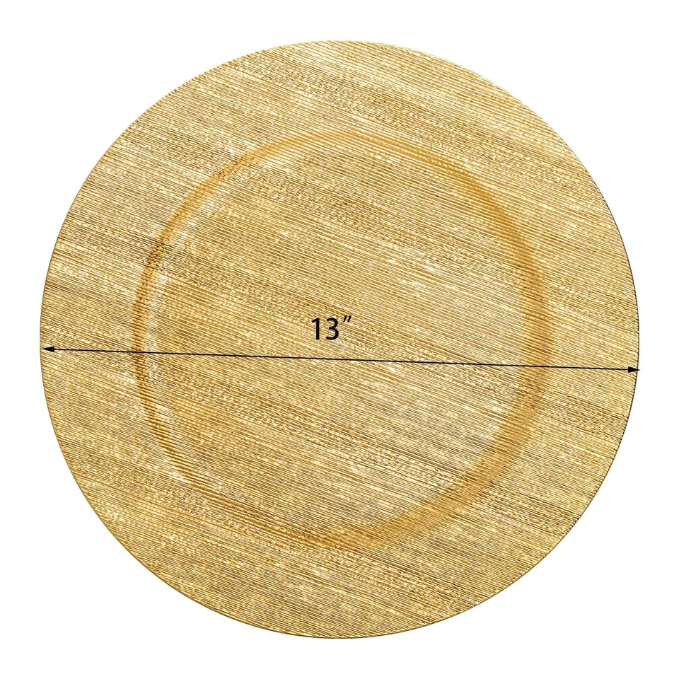 Paquete de 12 platos cargadores de oro para platos de cena, 13 pulgadas redondos de plástico brillante Te... Foto 2 de 4