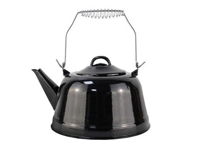 Michelino 2,4L Teekessel Camping Outdoor Stahl Emaillebeschichtung Schwarz