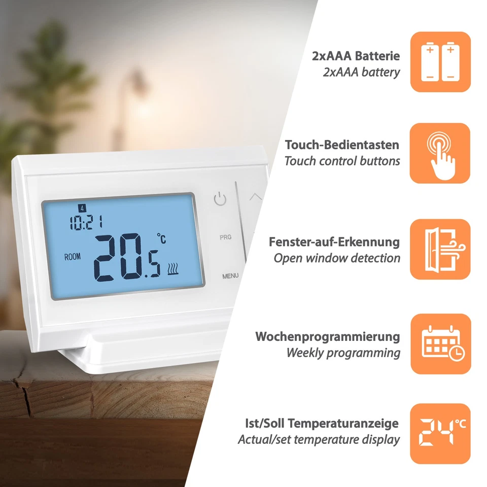 Funk Raumthermostat WiFi Smart Funksteckdose Temperaturregler Thermostat-Set App - Bild 2 von 4