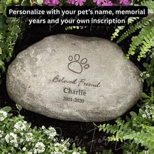PERSONALIZED Pet DOG CAT Memorial Paw Print Grave Marker Garden Stepping Stone