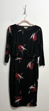 Phase Eight Dress Size 10 Black Floral Meredith Jersey Pencil Work Occasion