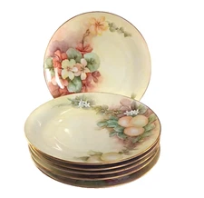 KPM Germany Hand Painted Floral w/Gold Trim Plates 8 1/4”D~ Set of 6