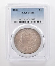 MS65 1887 Morgan Silver Dollar PCGS Beautifully Toned *1727