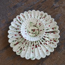 Vintage Splatter Ceramic Chip And Dip Christmas Dish