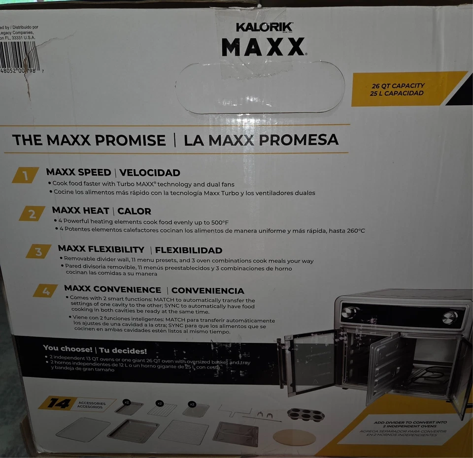 Nuevo Kalorik MAXX® 26 cuartos digital freidora de aire horno parrilla, acero inoxidable Foto 2 de 4