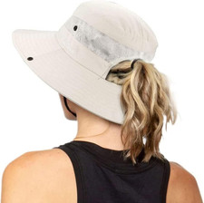 Women's Outdoor UV-Protection-Foldable Sun-Hats Mesh Wide-Brim Beach Fishing Hat