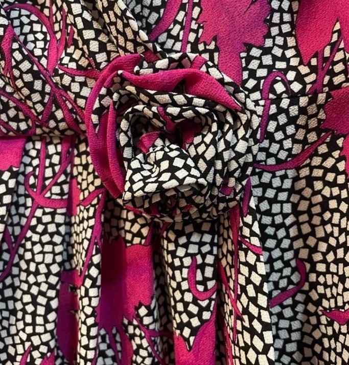 Lilli Ann Vintage Silk Pink Floral Blouse with Flower Appliqué Size S View 5